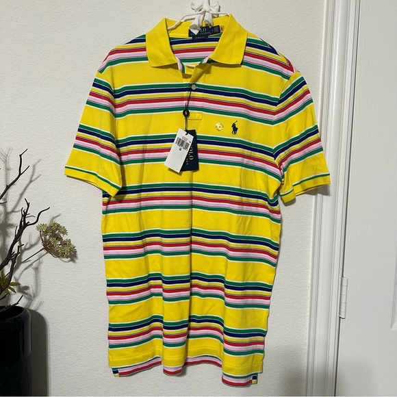 NWT Polo Ralph Lauren Classic Fit Stripe Mesh Short Sleeve Polo Shirt - Picture 2 of 5